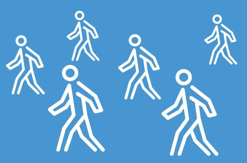 illustration of stick figures answering a call to action