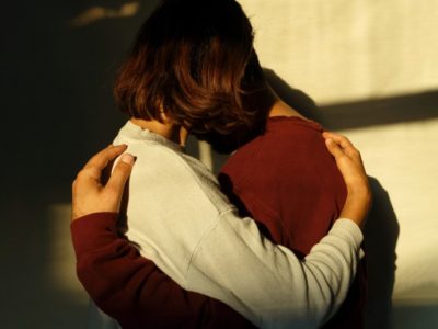 two people hugging