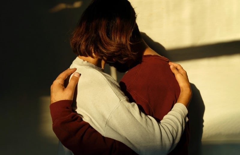 two people hugging