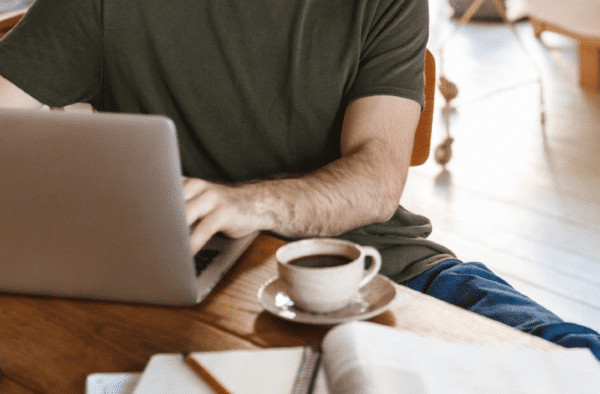 a man homeworking on a laptop