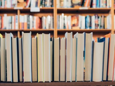 a bookshelf full of books