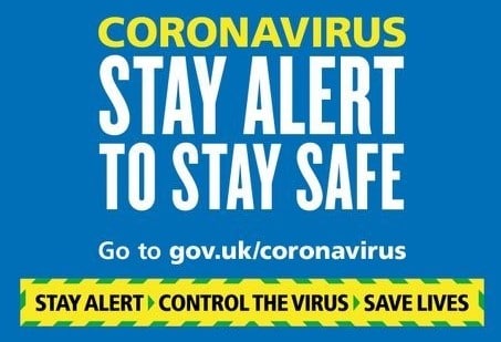 a government poster about coronavirus stating "Stay alert to stay safe"