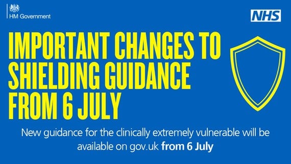 a poster saying "important changes to shielding guidance from 6 July"