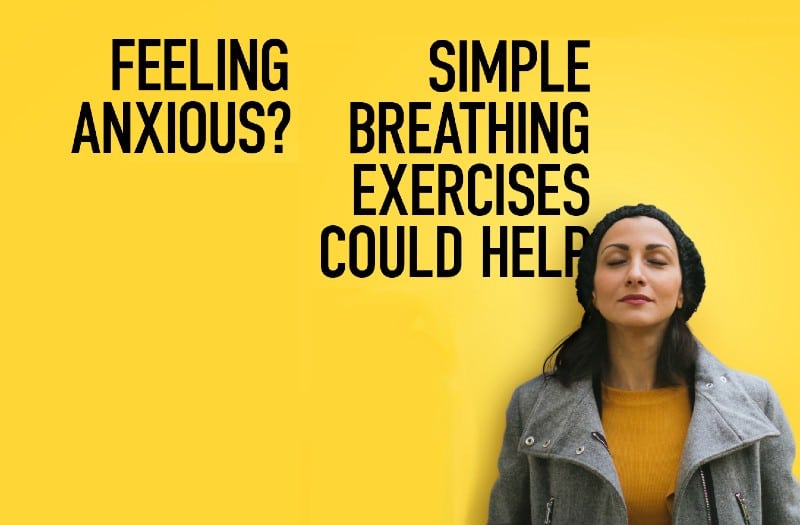 A poster promoting breathing exercises to tackle anxiety