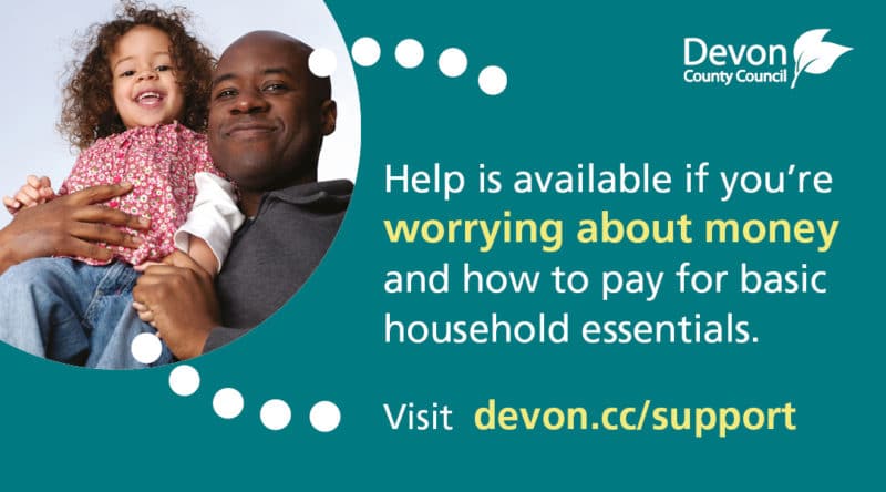 a poster explaining that extra financial support is available for families struggling as a result of COVID-19