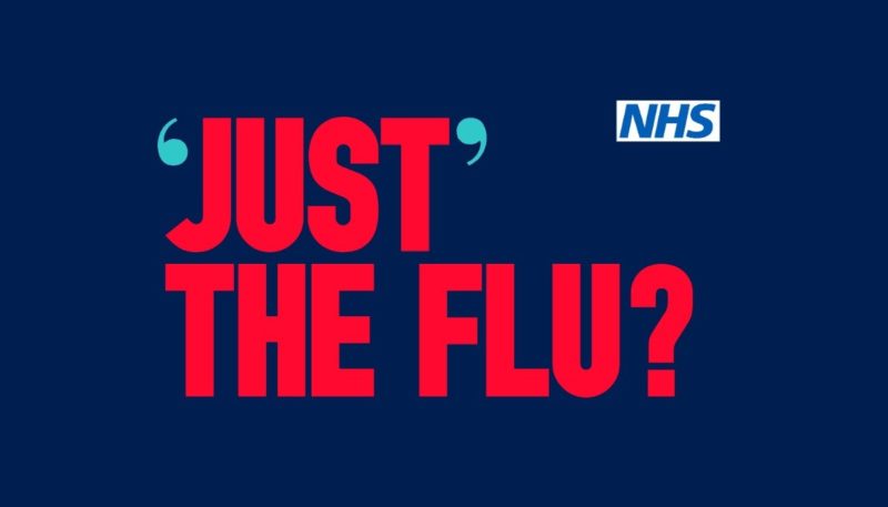 a poster encouraging people to get the flu jab