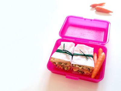 sandwiches and carrots in a lunchbox