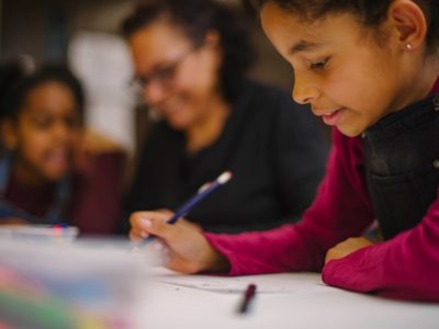 a child doing art