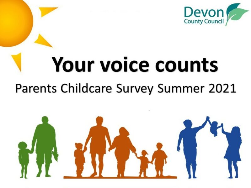 a poster promoting the Parent Childcare Survey Summer 2021