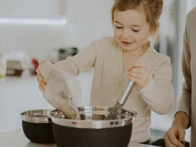 a girl doing some baking