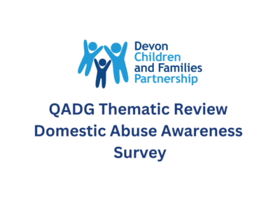 a poster for the QADG survey about domestic abuse awareness.