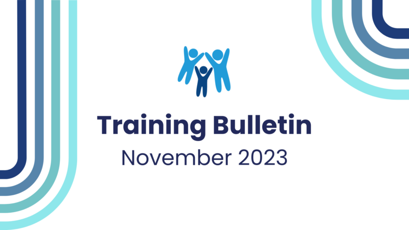 A graphic with the Devon SCP logo and the words November 2023 Training Bulletin