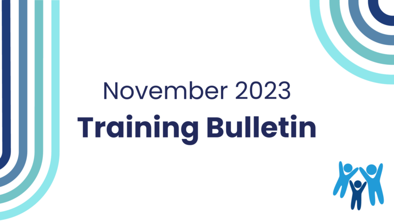 A graphic with the Devon SCP logo and the words November 2023 Training Bulletin