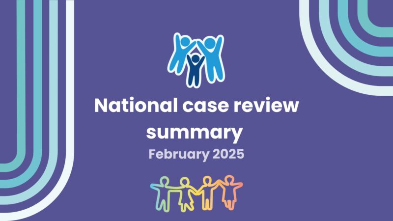 A simple graphic featuring the Devon SCP logo, the Torbay SCP logo and the words National case review summary February 2025.