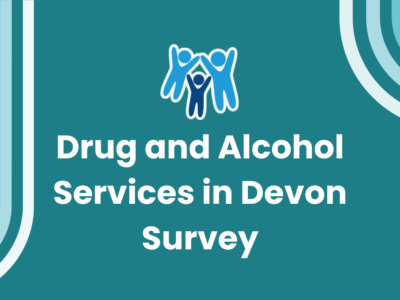 A simple graphic featuring the Devon SCP logo and the words Drug and Alcohol Services in Devon Survey