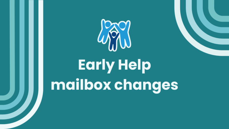 A simple graphic featuring the Devon SCP logo and the words Early Help mailbox changes