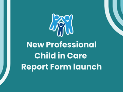A simple graphic featuring the Devon SCP logo and the words New Professional Child in Care Report Form launch