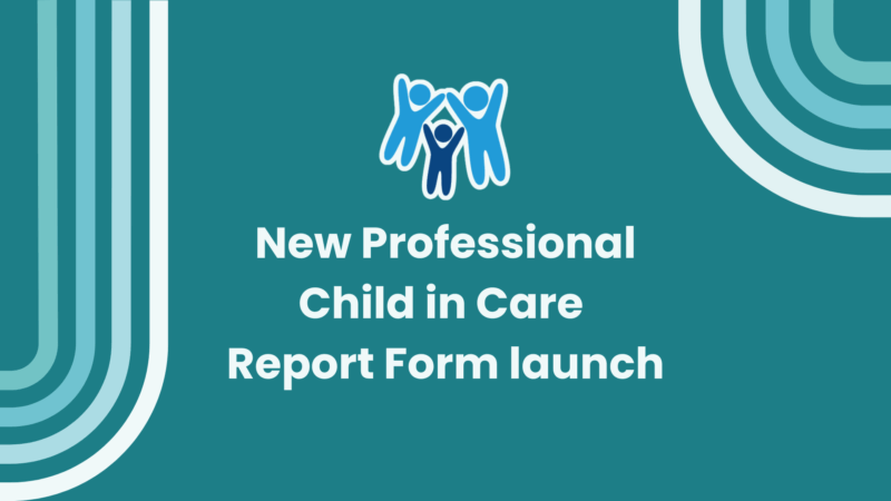 A simple graphic featuring the Devon SCP logo and the words New Professional Child in Care Report Form launch