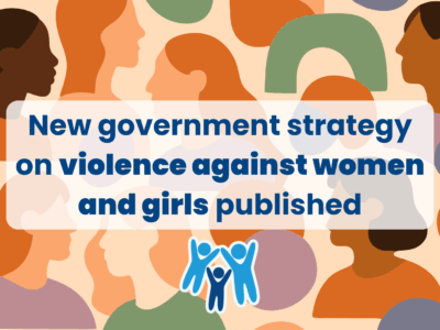 A simple graphic to announce the launch of the new government strategy on violence against women and girls published