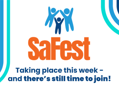 A simple graphic featuring the Devon SCP logo and the words SaFest taking place this week - and there's still time to join!