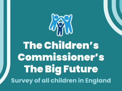 a simple blue-green graphic with the Devon SCP logo and text reading: The Children’s Commissioner’s The Big Future Survey of all children in England