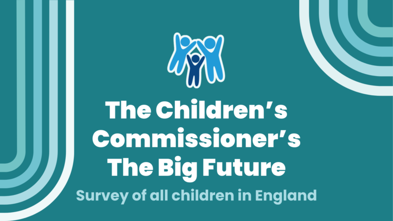 a simple blue-green graphic with the Devon SCP logo and text reading: The Children’s Commissioner’s The Big Future Survey of all children in England